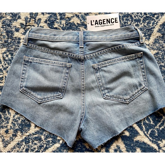L'AGENCE Women's High Rise Audrey Shorts * Belmont Blue Size 25 Frayed WS15 - Picture 7 of 9
